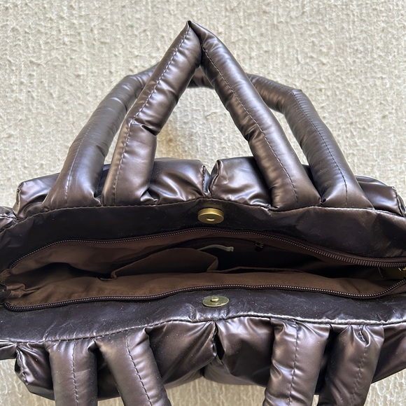 Anthropologie Dark Purple Puffer Tote - Picture 2 of 4